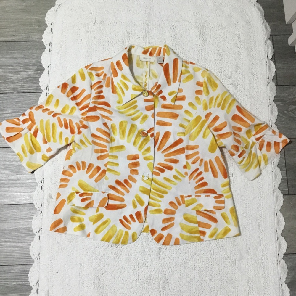Bright And Sunny Chicos 2 Blazer Jacket Orange Yellow SunRays